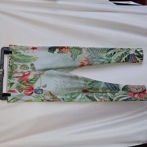 Art Of Where Leggings, Sz L, Tropical Floral, Butterflies, 30" Waist, 30" Inseam